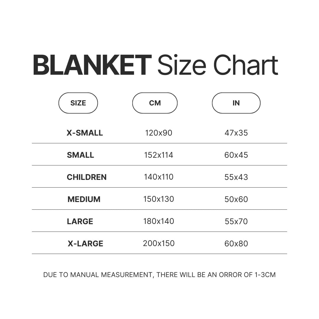 Blanket Size Chart - Persona 5 Merch