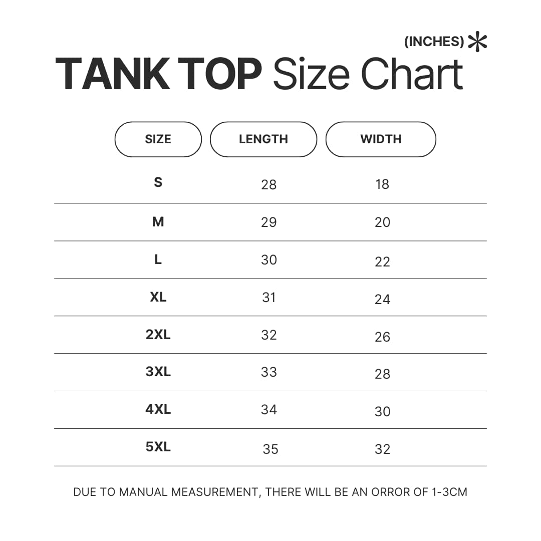 Tank Top Size Chart - Persona 5 Merch